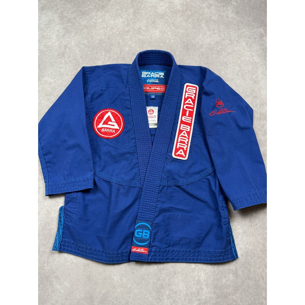 Gracie Barra Equipe GB Edition Jiu Jitsu Gi Jacket Blue Youth Y3 BJJ Kimono